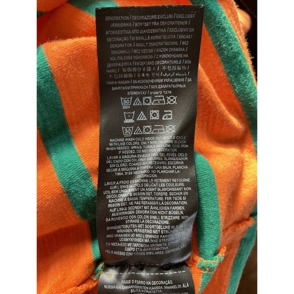 Guess x J Balvin Vibras T Shirt Mens Medium Stripe Crewneck Colorful Orange - Picture 8 of 8